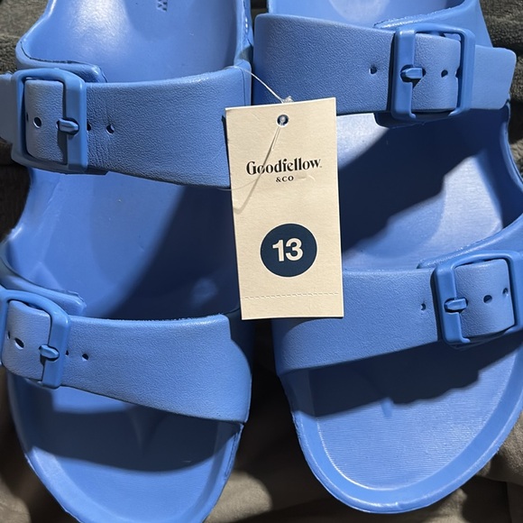 NWTGoodfellow & Co Mens Carson Two Band Slide Sandals Blue 13 - Picture 4 of 5